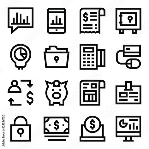 
Pack of Business and Finance Linear Icons 

