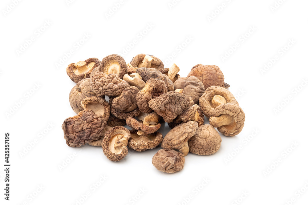 Pile of Dried Shiitake Mushroom isolated on white background Pile of Dried Shiitake Mushroom isolated on white background