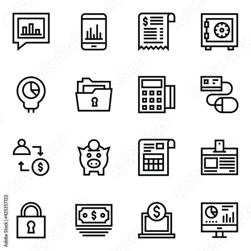 
Pack of Business and Finance Linear Icons 

