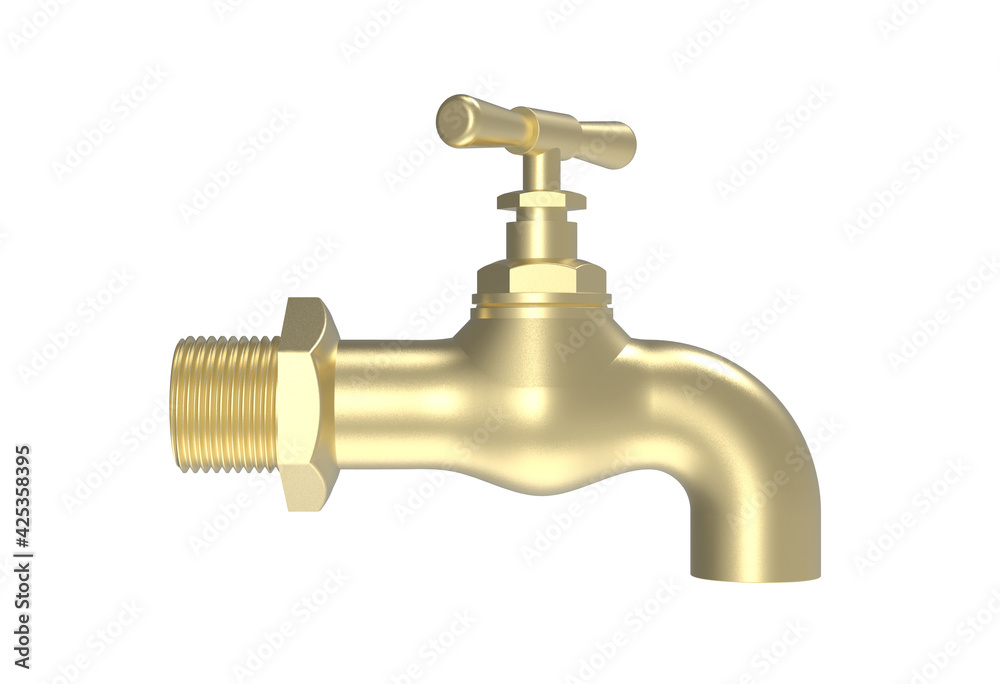 Faucet isolated on white background, side view, 3d rendering Faucet isolated on white background, side view, 3d rendering
