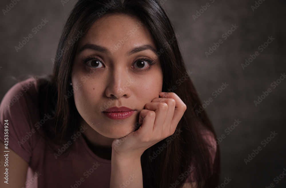 Beautiful close-up of a pretty young woman - studio photography Beautiful close-up of a pretty young woman - studio photography