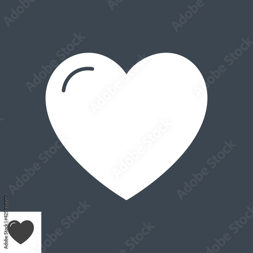 Heart Glyph Vector Icon. Isolated on the Black Background. Editable EPS file. Vector illustration.