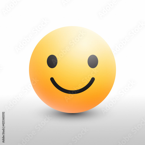 Smiley Face 3D Vector Yellow Icon Modern Design for Social Network Facebook On Abstract White Background