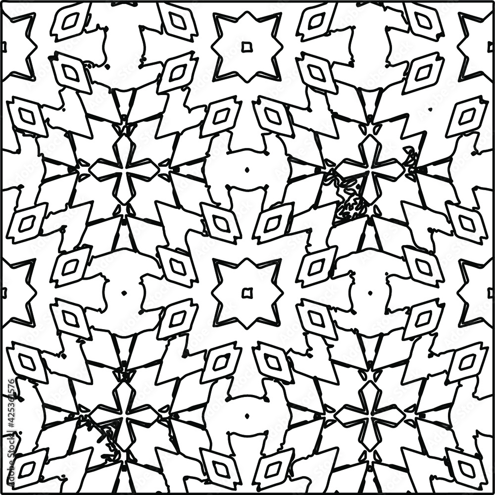 Fototapeta premium Geometric vector pattern with triangular elements. Seamless abstract ornament for wallpapers and backgrounds. Black and white colors. 