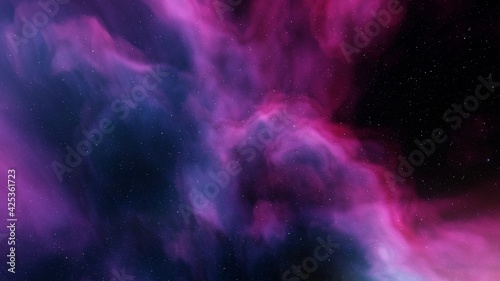 Space background with realistic nebula and shining stars 3d render