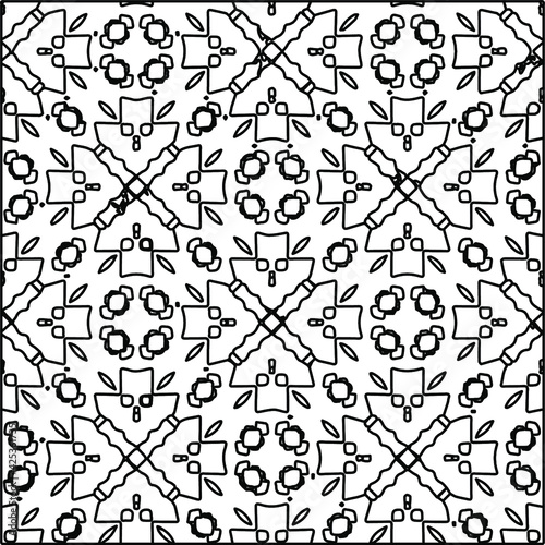  Geometric vector pattern with triangular elements. Seamless abstract ornament for wallpapers and backgrounds. Black and white colors. 