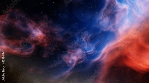 Space background with realistic nebula and shining stars 3d render