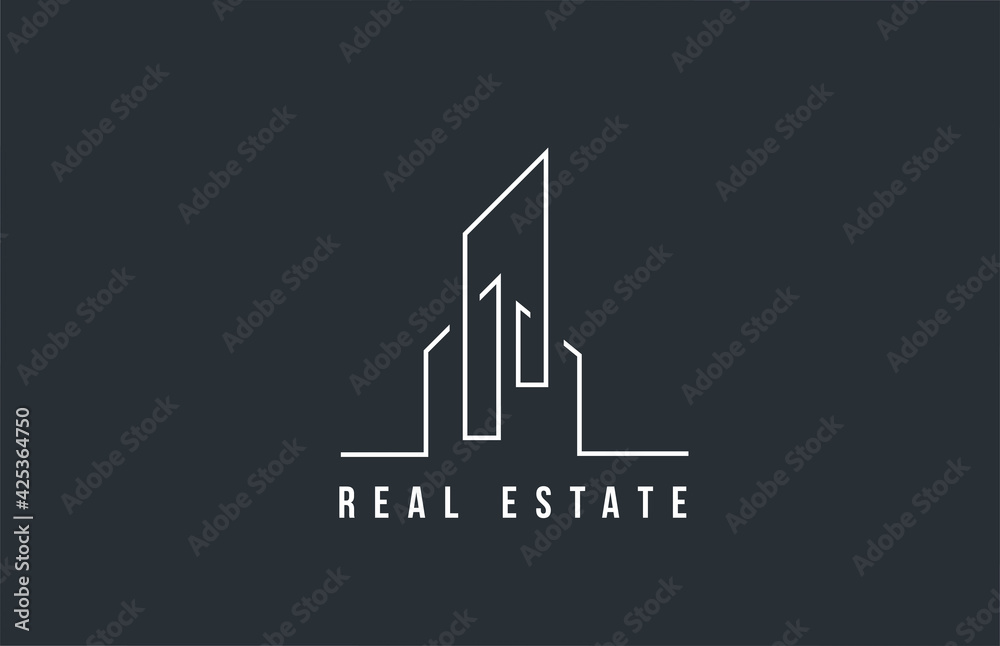 design of real estate or property business icon logo. Template of a building or skyscraper with line design and simple idea