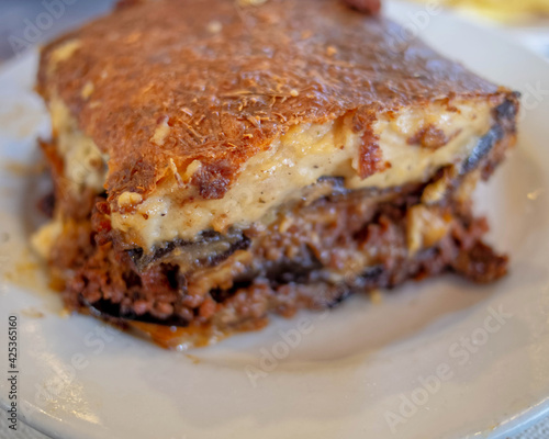 Wallpaper Mural ethnic Greek traditional "mousaka" plate close up Torontodigital.ca