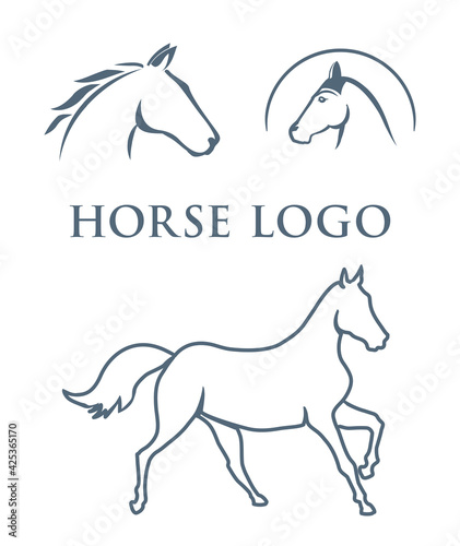 set of horse logos on white. equine sports symbols vector illustration