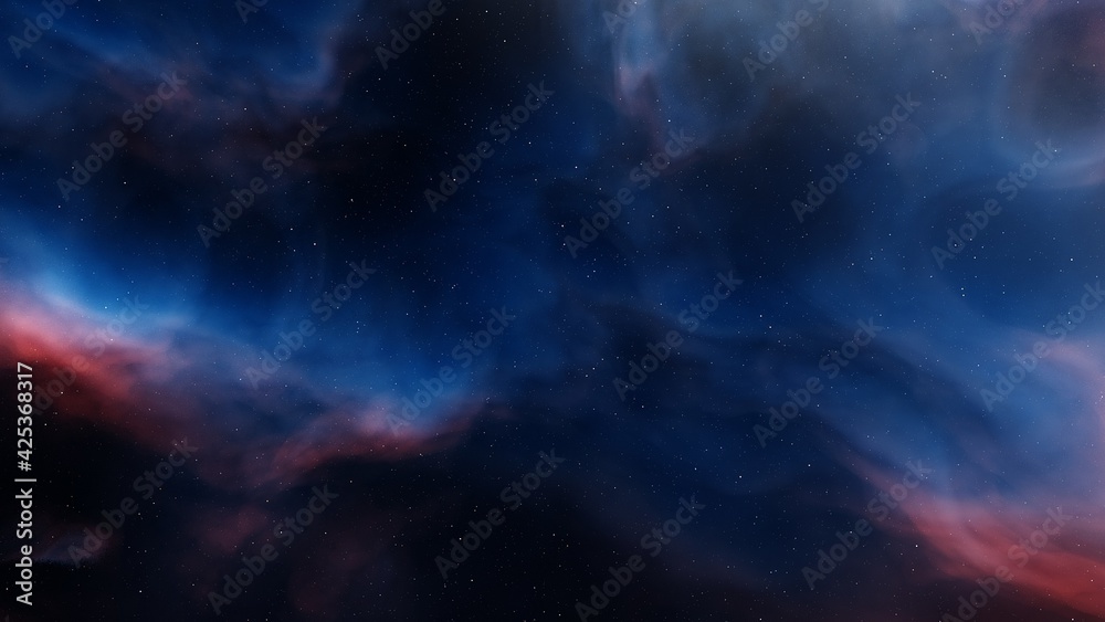 Space background with nebula and stars, nebula in deep space 3d render