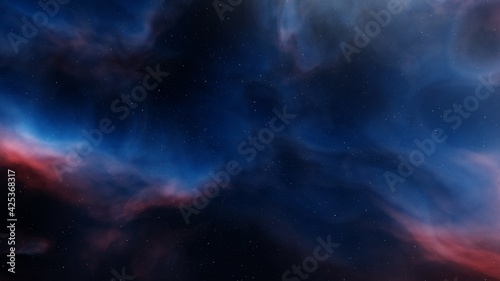 Space background with nebula and stars, nebula in deep space 3d render © ANDREI