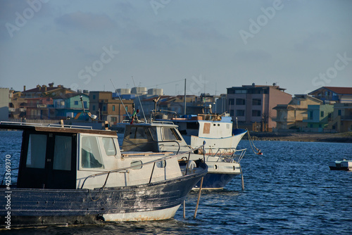 fleet of fishing boats moored in the port of Marzamemi, Sicily © Z O N A B I A N C A