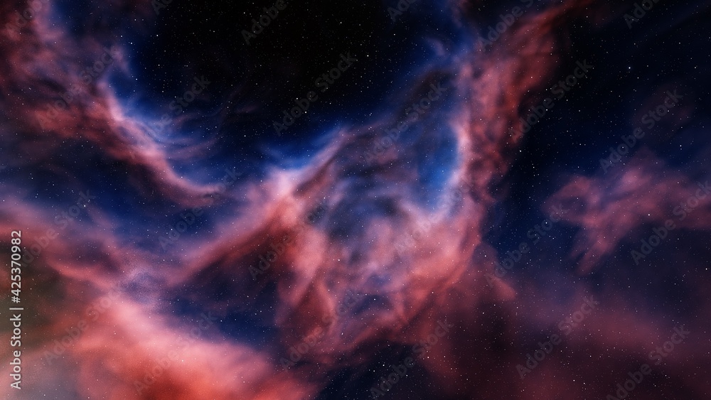 Fototapeta premium nebula in deep space, abstract colorful background 3d render