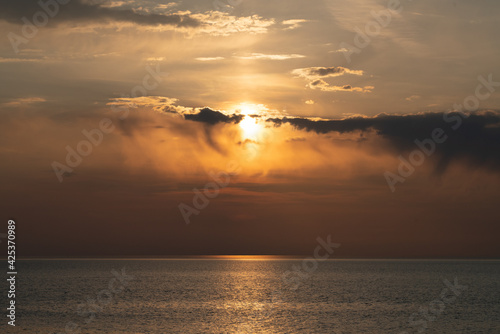 Batumi, Georgia - April 04, 2021: Sunset at sea photo