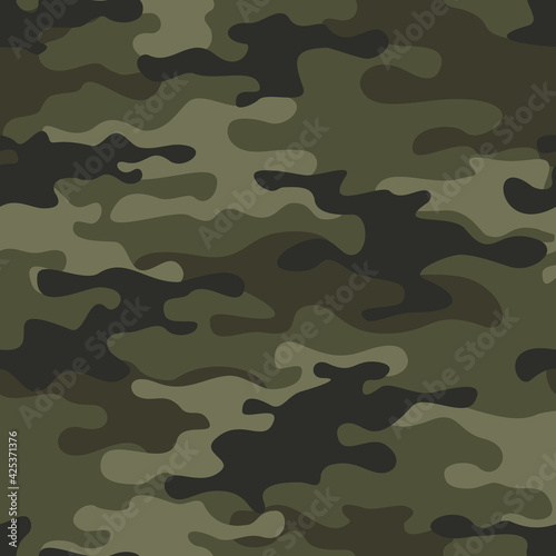 Classic camouflage seamless pattern. Abstract camo hakki. Military texture. Print on fabric on clothes. Vector illustration