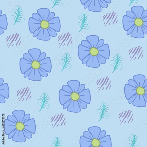 Blue flower seamless pattern background vector