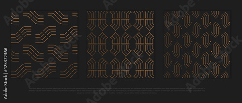 Vector set of design elements, labels and frames for packaging for luxury products in trendy linear style. 