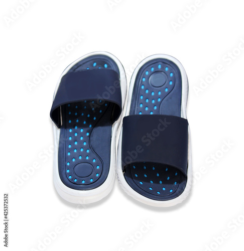 Black color Pair of house shoes on a white background