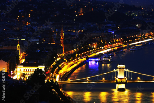 Falling night over Budapest, Hungary, Europe