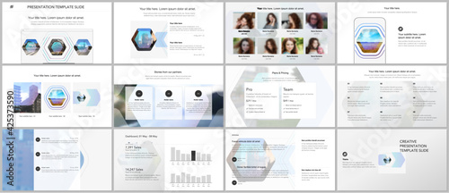 Vector templates for website design, presentations, portfolio. Templates for presentation slides, flyer, leaflet, brochure cover, report. Corporate identity business concept background with hexagons.