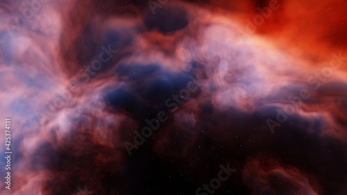 Space background with nebula and stars, nebula in deep space 3d render © ANDREI