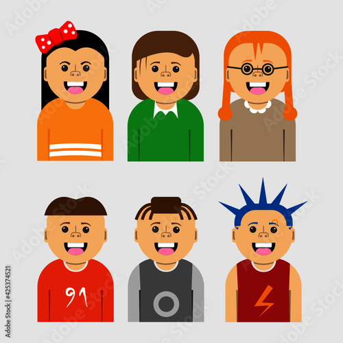 set of people in the style of minimalism