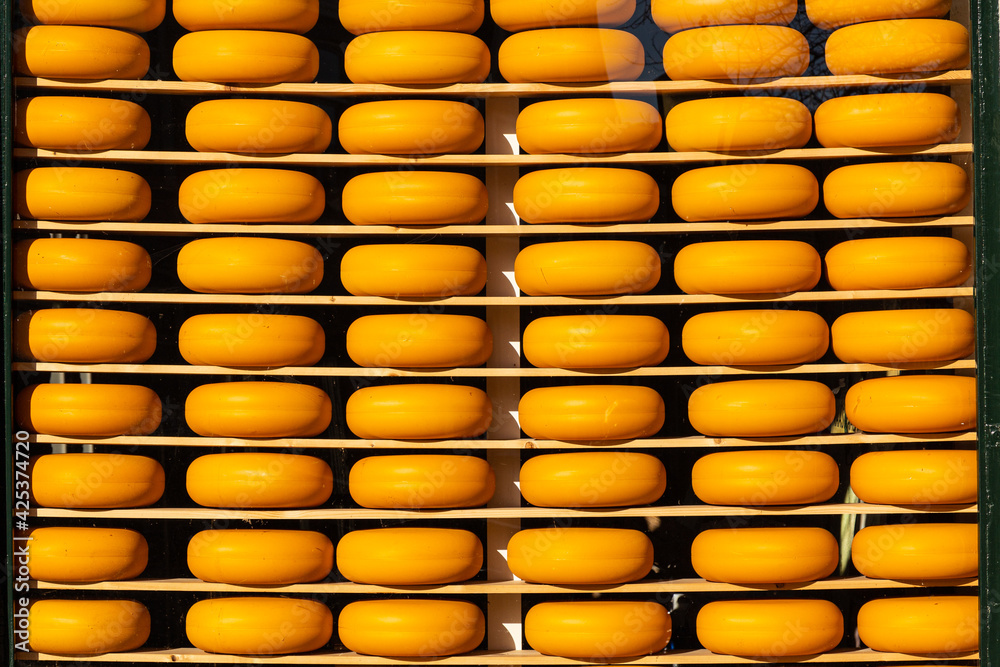 Cheese on shelves in a shop in the small Dutch cheese town of Edam Cheese on shelves in a shop in the small Dutch cheese town of Edam