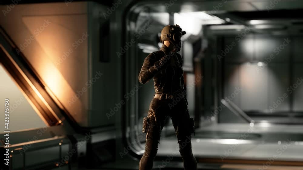 Sexy Futurictic Astronaut in the Space Station Sexy Futurictic Astronaut in the Space Station