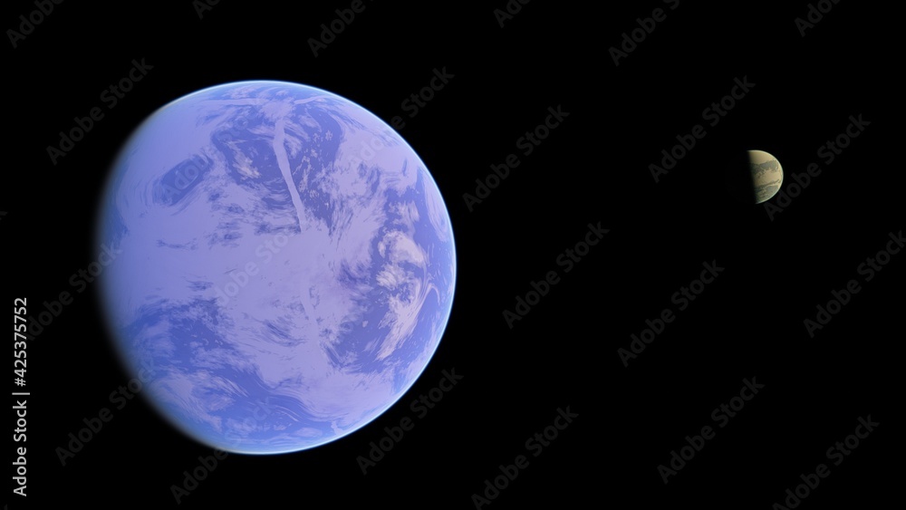 Obraz premium Planets and galaxy, science fiction wallpaper 3d render