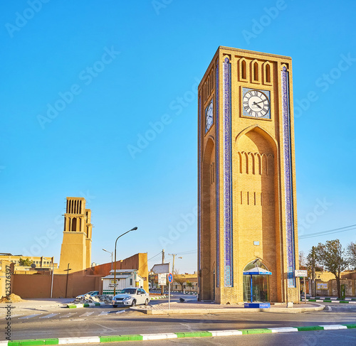 The clock tower of Yazd, Iran photo