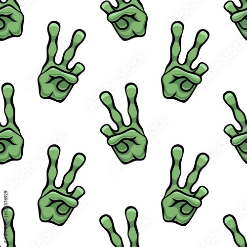 A sign of peace. Gesture V sign of victory or peace, alien hand, seamless background
