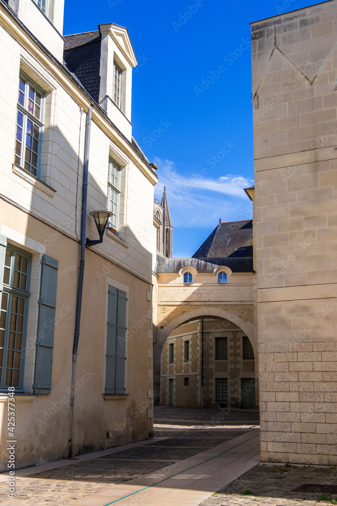 Rue du Musee street in downtown of Angers, France