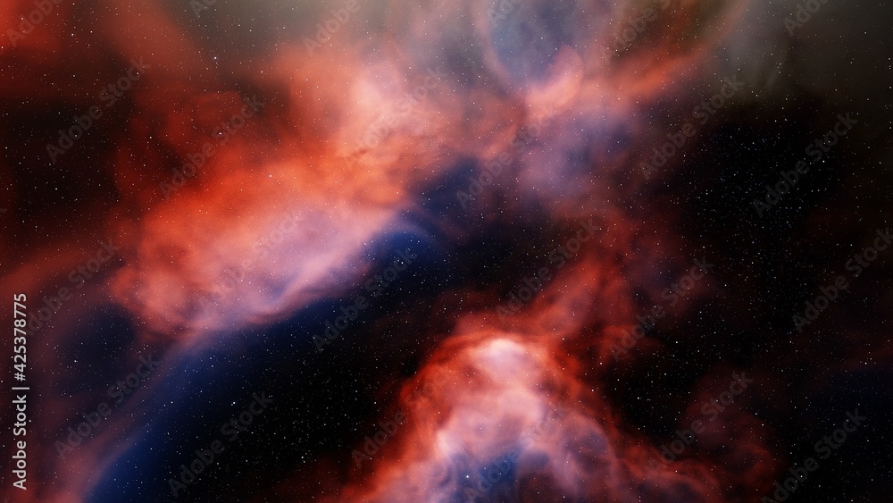 nebula gas cloud in deep outer space 3d render
