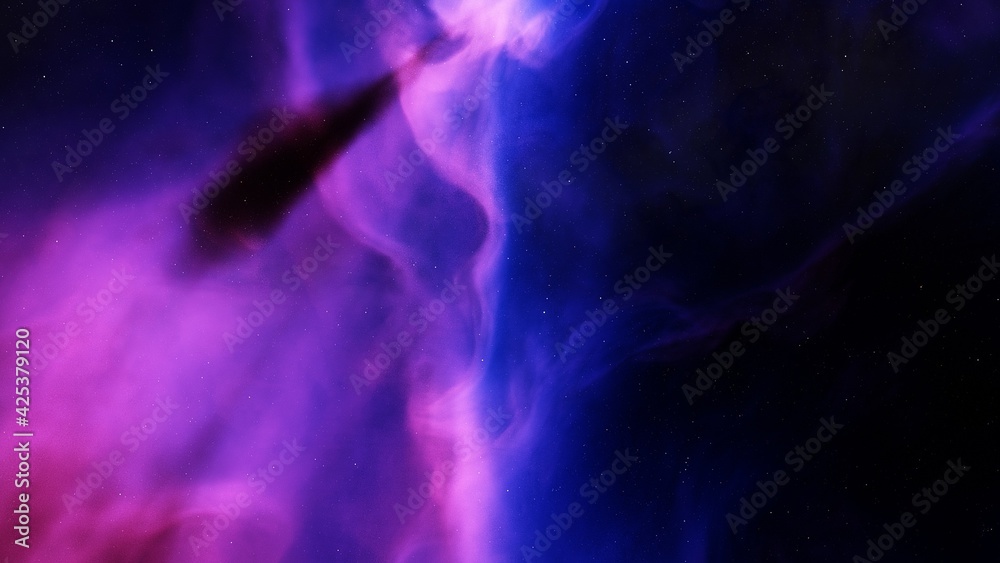 nebula gas cloud in deep outer space 3d render