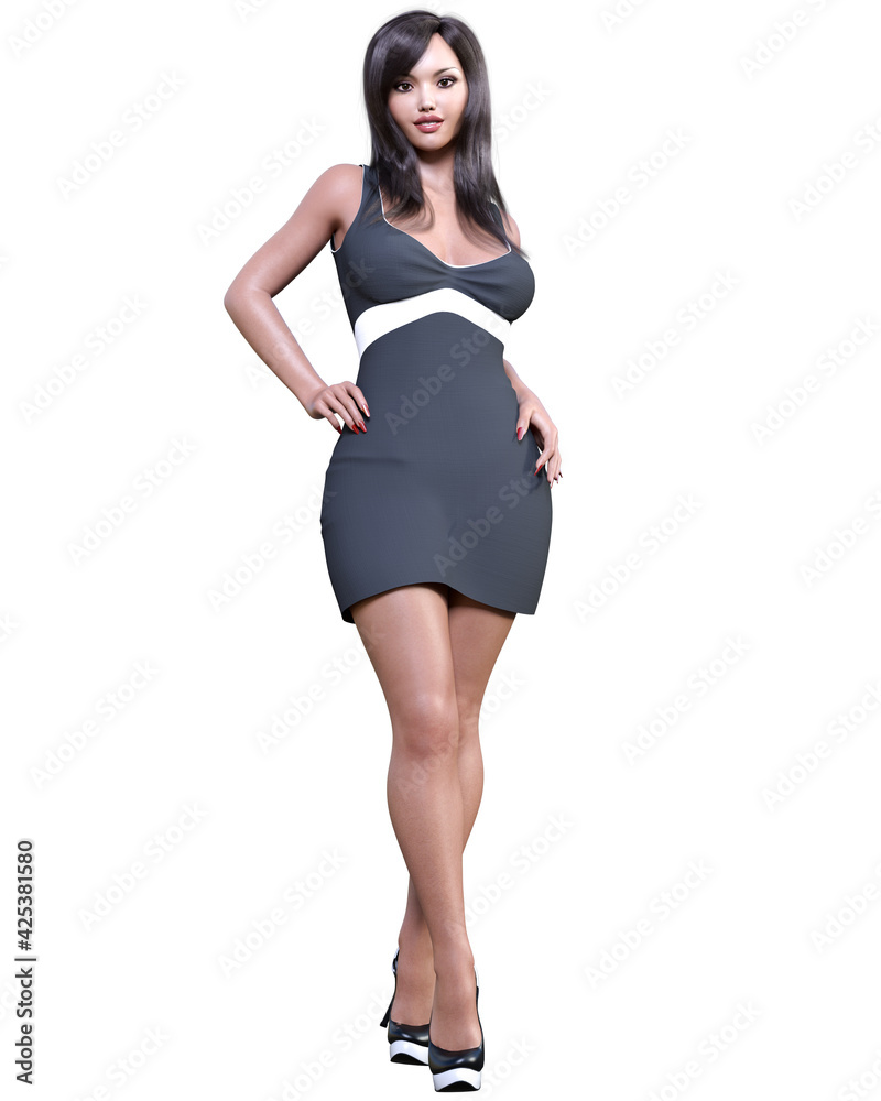 Fototapeta premium Beautiful woman in short dress.