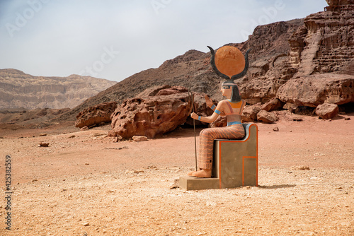 Figure of ancient Egyptian God in Timna Valley, Southern Israel photo