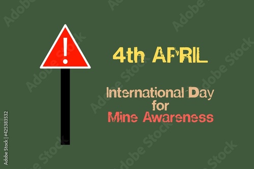 International day for mine awareness vector background design.  4th April awareness day