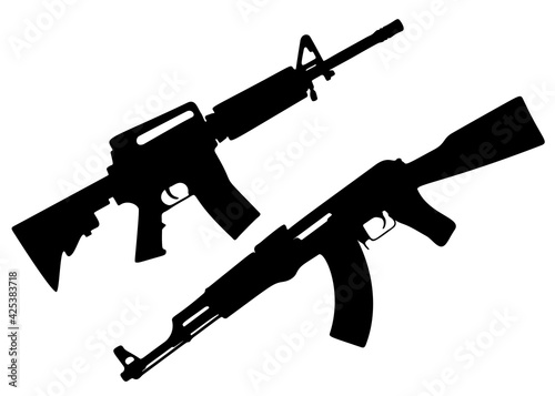 Firearms for shooting in a set. Vector image.