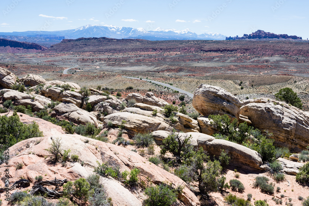 Scenic view from Salt Valley Overlook in Arches National Park - Moab, Utah, USA