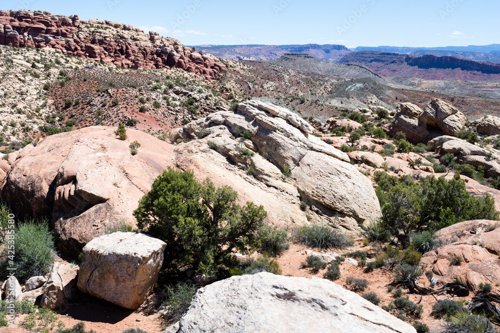 Scenic view from Salt Valley Overlook in Arches National Park - Moab, Utah, USA Scenic view from Salt Valley Overlook in Arches National Park - Moab, Utah, USA