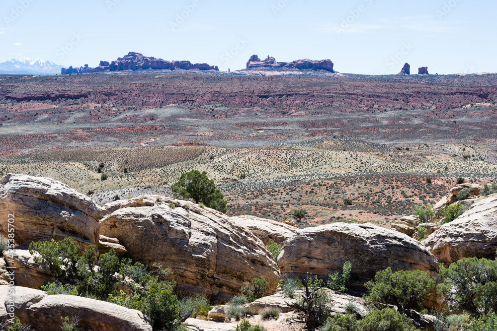 Scenic view from Salt Valley Overlook in Arches National Park - Moab, Utah, USA