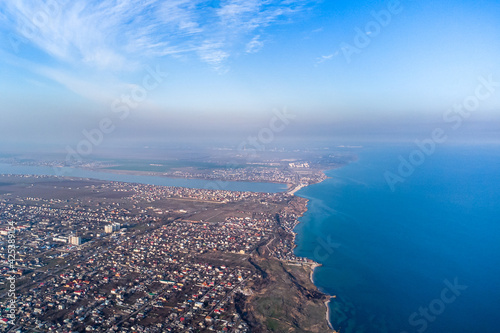 View of the village of Fontanka on the Black Sea coast near Odessa. Photo from a helicopter. © Виктор Кеталь