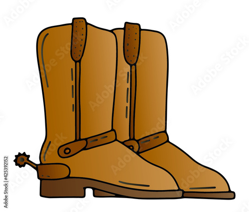 Cowboy boots with spurs vector on isolated background