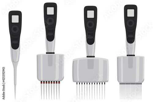 Illustration on theme big kit different medical pipette, dropper for laboratory