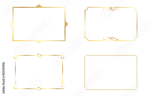 Set of vector gold frames. Design frames png. Frames on an isolated transparent background.