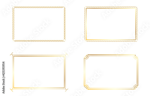 Set of vector gold frames. Design frames png. Frames on an isolated transparent background.