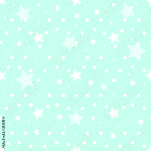 contemporary polka dot and stars shapes seamless pattern of dots and stars modern design on light blue background seamless pattern. Modern exotic design for paper, cover, fabric, interior decor 