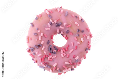 Donut close-up on a white background. Round donut isolated on white background.