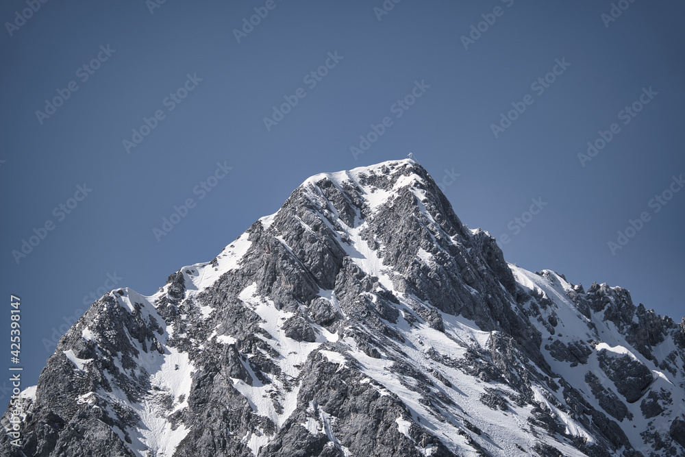 snow covered mountain peaks